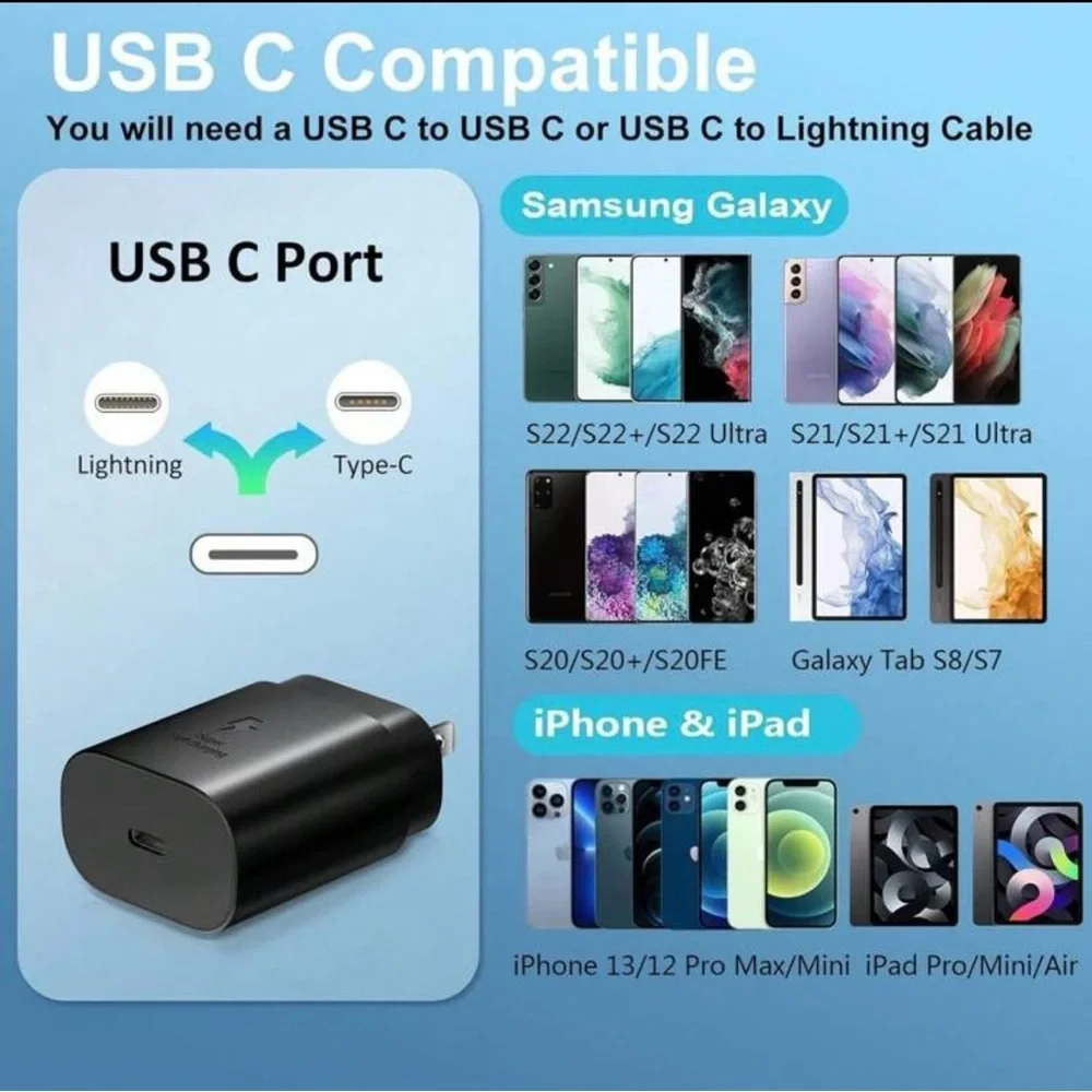 ⚡ 45W Fast Charger Type-C with USB-C Cable-Compatible with iPhone 15/16 Samsung
